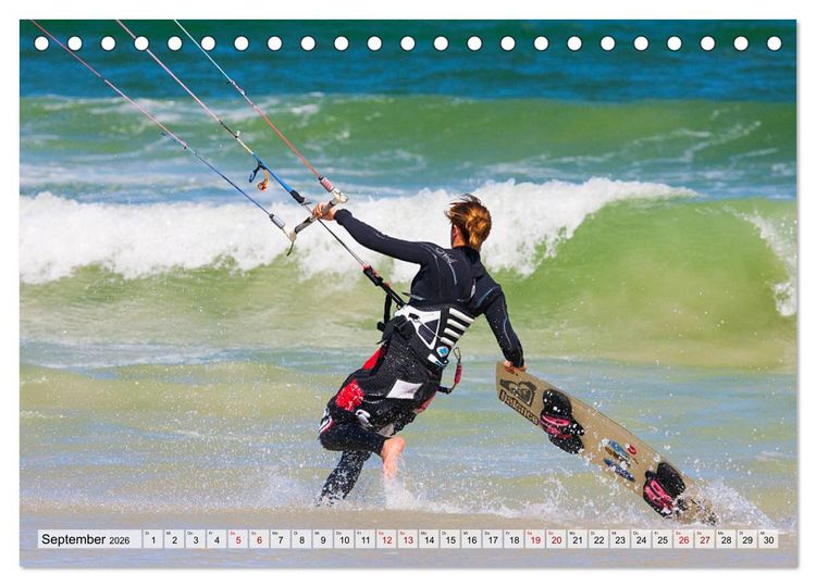 Produktbild: Kitesurfen - Action pur (Tischkalender 2026 DIN A5 quer), CALVENDO Monatskalender