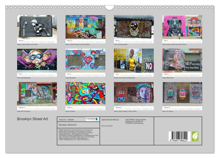 Produktbild: Brooklyn Street Art (Wandkalender 2026 DIN A3 quer), CALVENDO Monatskalender