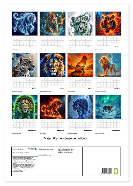 Produktbild: Majest&auml;tische K&ouml;nige der Wildnis (Wandkalender 2026 DIN A2 hoch), CALVENDO Monatskalender
