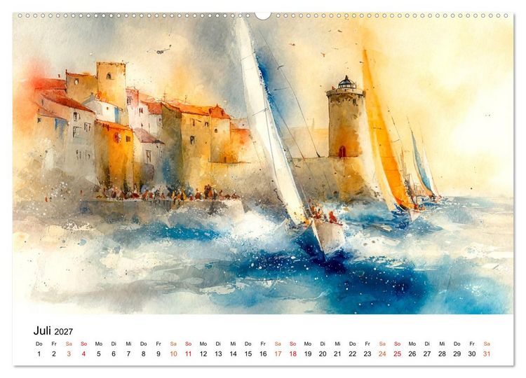 Produktbild: Segeln - Wind Eleganz (hochwertiger Premium Wandkalender 2027 DIN A2 quer), Kunstdruck in Hochglanz
