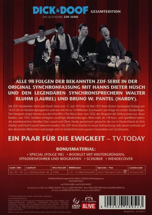 Produktbild: Dick und Doof - Die Original ZDF-Serie Gesamtedition (Alle 98 Folgen) (Fernsehjuwelen) [10 DVDs]