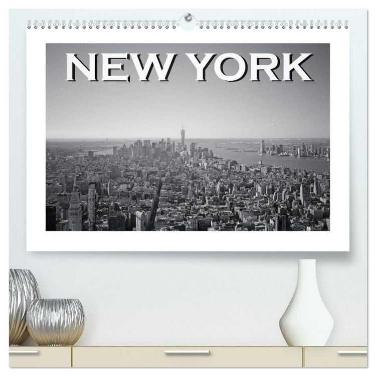 Produktbild: New York in schwarz weiss (hochwertiger Premium Wandkalender 2026 DIN A2 quer), Kunstdruck in Hochglanz