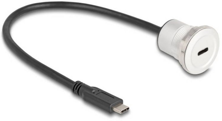 Produktbild: Delock USB-C&reg; Kabel USB-C&reg; Stecker, USB-C&reg; Buchse 0.30m Schwarz, Silber 88183