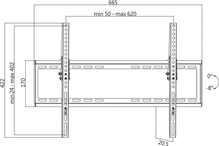 Produktbild: LogiLink BP0039 TV-Wandhalterung 94,0 cm (37") - 177,8 cm (70") Neigbar
