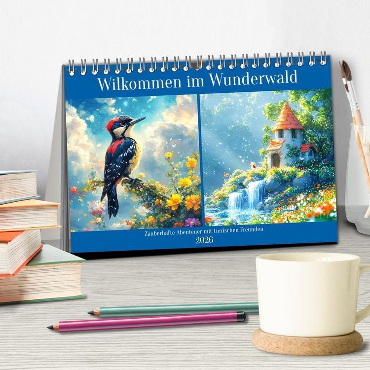 Produktbild: Willkommen im Wunderwald. Zauberhafte Abenteuer mit tierischen Freunden (Tischkalender 2026 DIN A5 quer), CALVENDO Monatskalender