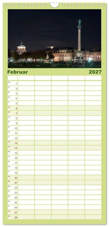 Produktbild: Familienplaner 2027 - stadtansichten stuttgart mit 5 Spalten (Wandkalender, 21 x 45 cm) CALVENDO