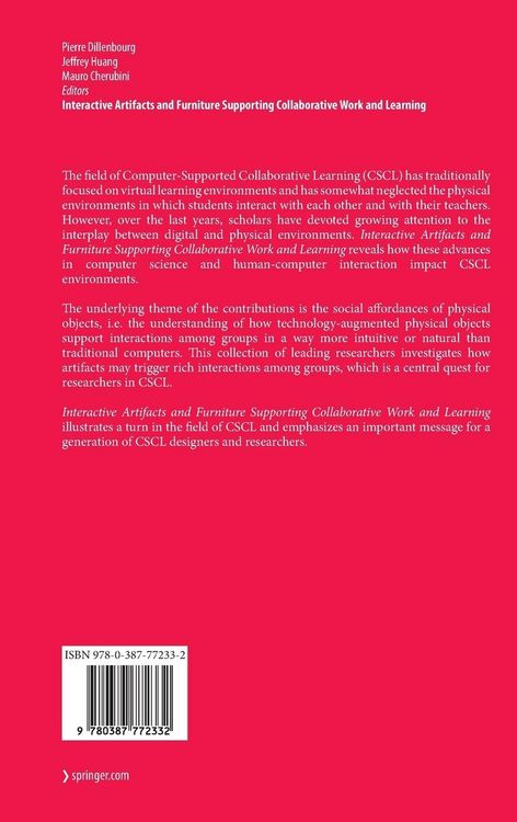 Produktbild: Interactive Artifacts and Furniture Supporting Collaborative Work and Learning