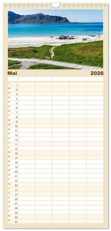 Produktbild: Familienplaner 2026 - Lofoten - Norwegische Trauminseln mit 5 Spalten (Wandkalender, 21 x 45 cm) CALVENDO
