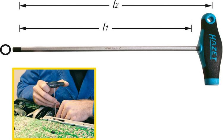 Produktbild: Hazet Werkstatt Innen-Sechskantschraubendreher Schl&uuml;sselweite (metrisch): 4 mm Klingenl&auml;nge: 150 mm