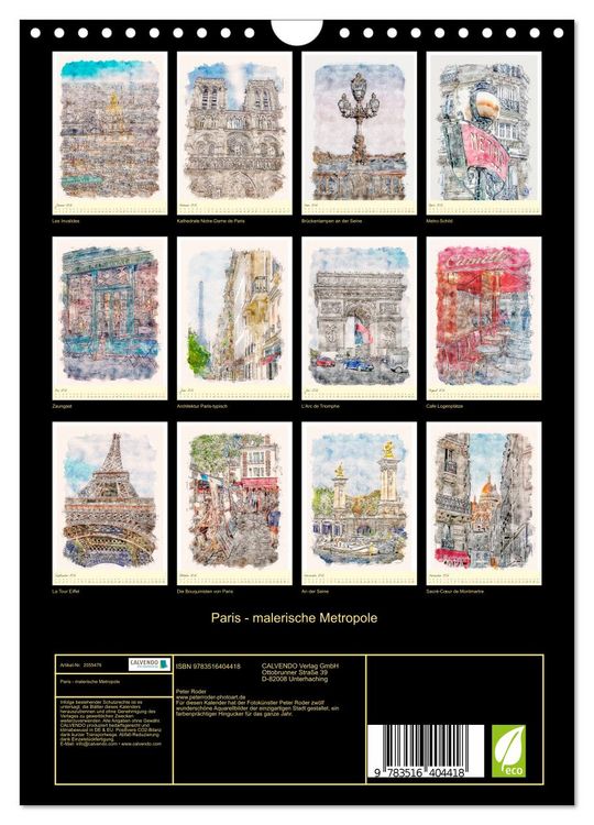 Produktbild: Paris - malerische Metropole (Wandkalender 2026 DIN A4 hoch), CALVENDO Monatskalender