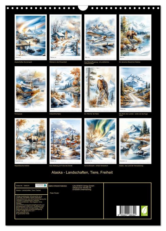 Produktbild: Alaska - Landschaften, Tiere, Freiheit (Wandkalender 2026 DIN A3 hoch), CALVENDO Monatskalender