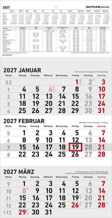Produktbild: 3-Monatskalender klein 2027