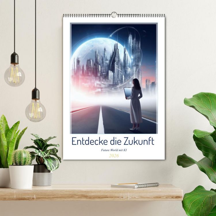 Produktbild: Entdecke die Zukunft - Future World mit KI (Wandkalender 2026 DIN A2 hoch), CALVENDO Monatskalender
