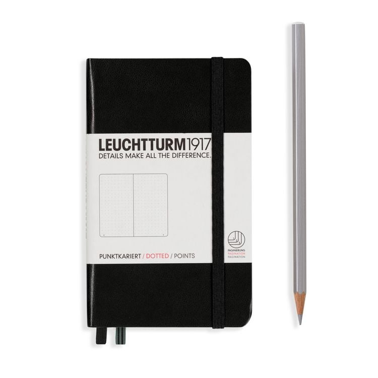 Produktbild: LEUCHTTURM1917 Notizbuch Pocket (A6), Hardcover, 187 nummerierte Seiten, Schwarz, Dotted