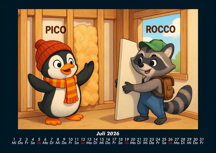 Produktbild: Pico & Rocco bauen ein Haus 2026 Fotokalender DIN A4