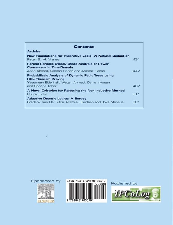 Produktbild: Journal of Applied Logics - The IfCoLog Journal of Logics and their Applications