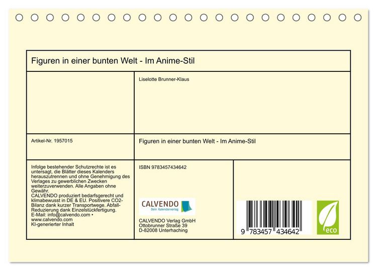 Produktbild: Figuren in einer bunten Welt - Im Anime-Stil (Tischkalender 2026 DIN A5 quer), CALVENDO Monatskalender