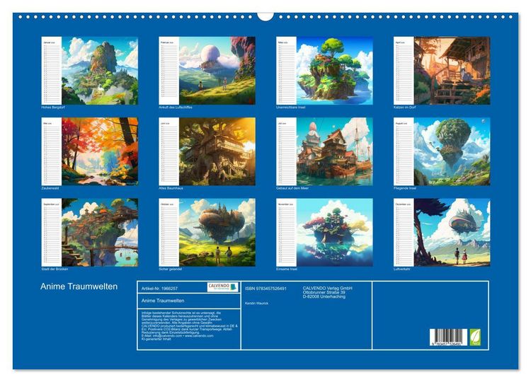 Produktbild: Anime Traumwelten (Wandkalender 2026 DIN A2 quer), CALVENDO Monatskalender