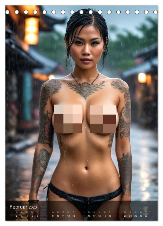 Produktbild: Tattoo Queens Asien (Tischkalender 2026 DIN A5 hoch), CALVENDO Monatskalender
