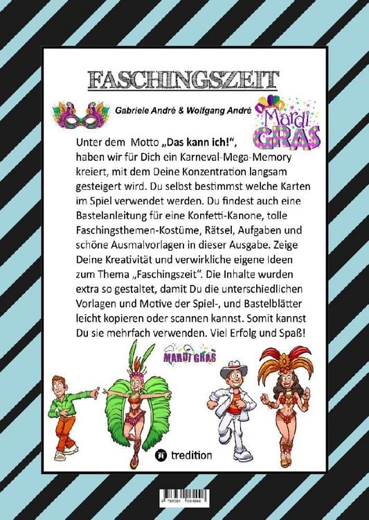Produktbild: Craftbook - Bastelvorlage - Spiel - Karneval Mega Memory - Faschingsmotive - R&auml;tsel - Aufgaben - Ausmalvorlagen