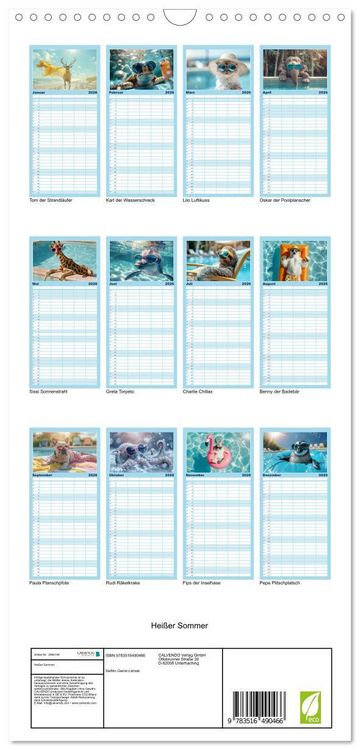 Produktbild: Familienplaner 2026 - Hei&szlig;er Sommer mit 5 Spalten (Wandkalender, 21 x 45 cm) CALVENDO