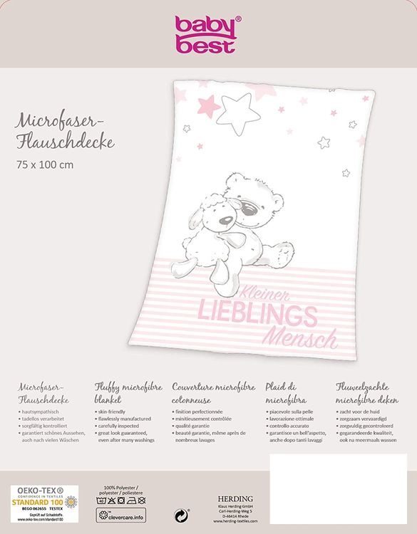 Produktbild: Herding 1440213014412 - Lieblingsmensch, Decke, Polyester, rosa, 75x100 cm