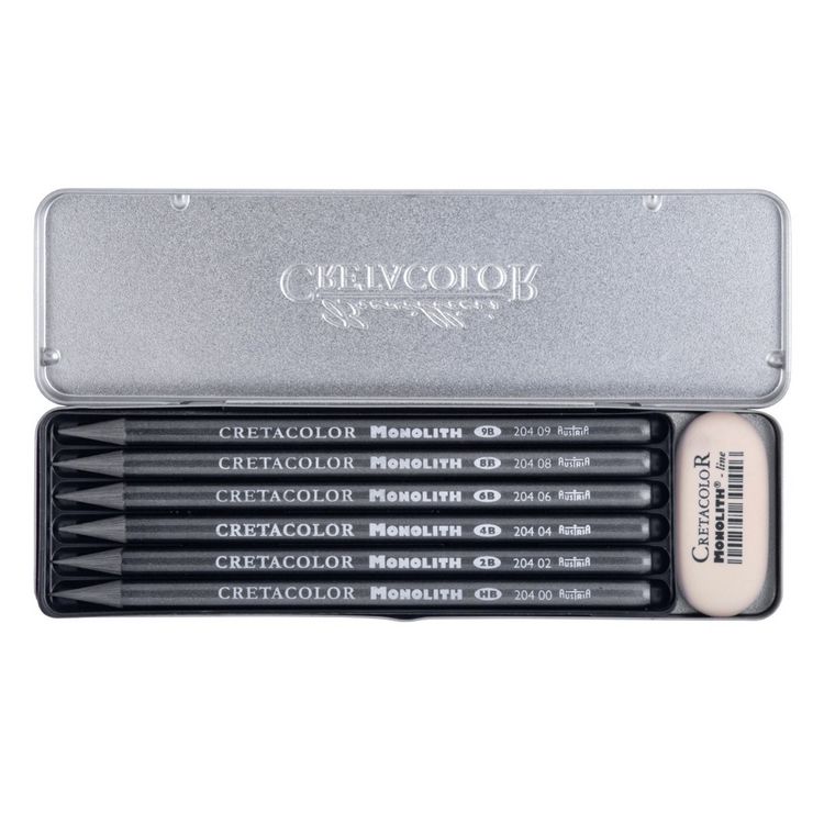 Produktbild: Cretacolor K&uuml;nstlerstifte Monolith Plus Pocket, 6er Set + Radierer