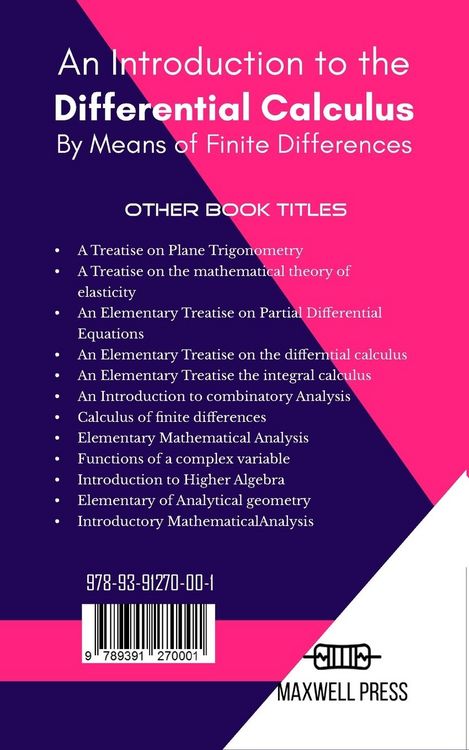 Produktbild: An Introduction to the Differential Calculus By Means of Finite Differences