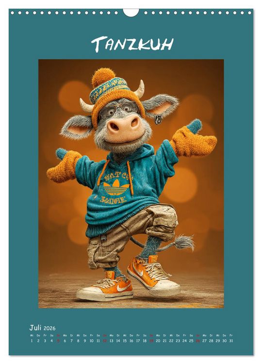 Produktbild: Kuhwelt. Stylische Streetwear-K&uuml;he f&uuml;r gute Laune (Wandkalender 2026 DIN A3 hoch), CALVENDO Monatskalender