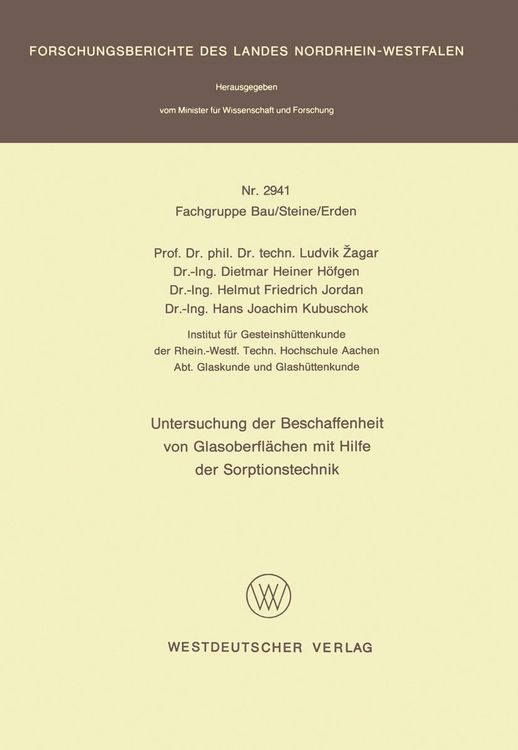 Bild vom Artikel Untersuchung der Beschaffenheit von Glasoberflächen mit Hilfe der Sorptionstechnik vom Autor Ludvik Zagar