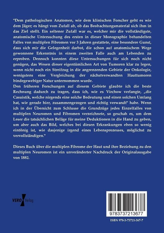 Produktbild: &Uuml;ber die multiplen Fibrome der Haut und ihre Beziehung zu den multiplen Neuromen