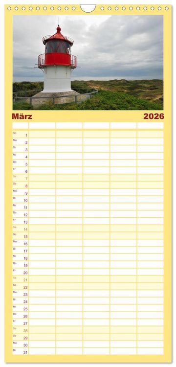 Produktbild: Familienplaner 2026 - Amrum mit 5 Spalten (Wandkalender, 21 x 45 cm) CALVENDO