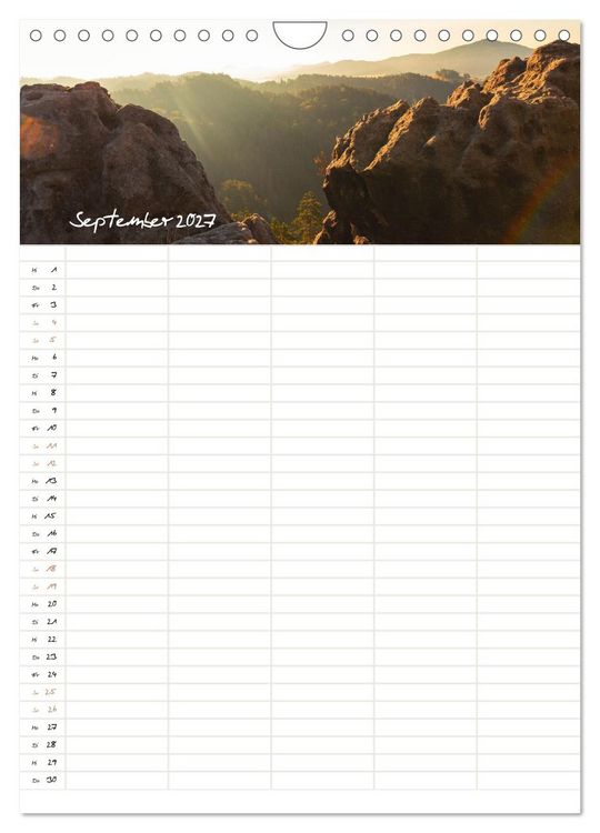 Produktbild: Familienkalender - S&auml;chsische und B&ouml;hmische Schweiz (Wandkalender 2027 DIN A4 hoch), CALVENDO Monatskalender