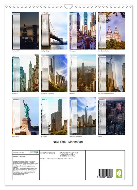 Produktbild: New York - Manhattan (Wandkalender 2026 DIN A3 hoch), CALVENDO Monatskalender