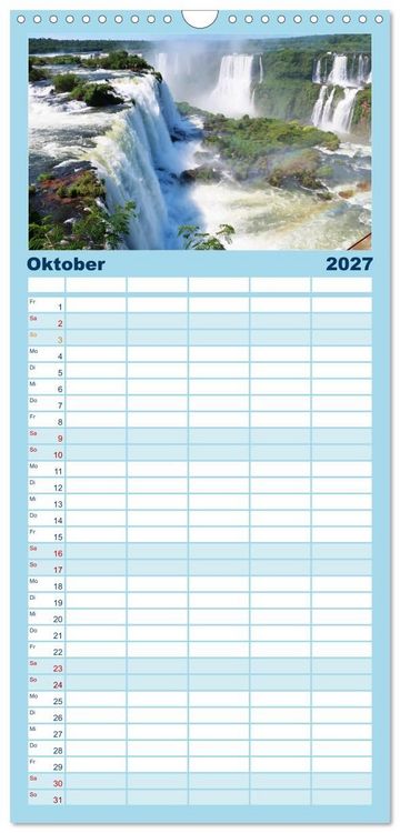 Produktbild: Familienplaner 2027 - 7 Kontinente - Weltweit durch das Jahr mit 5 Spalten (Wandkalender, 21 x 45 cm) CALVENDO