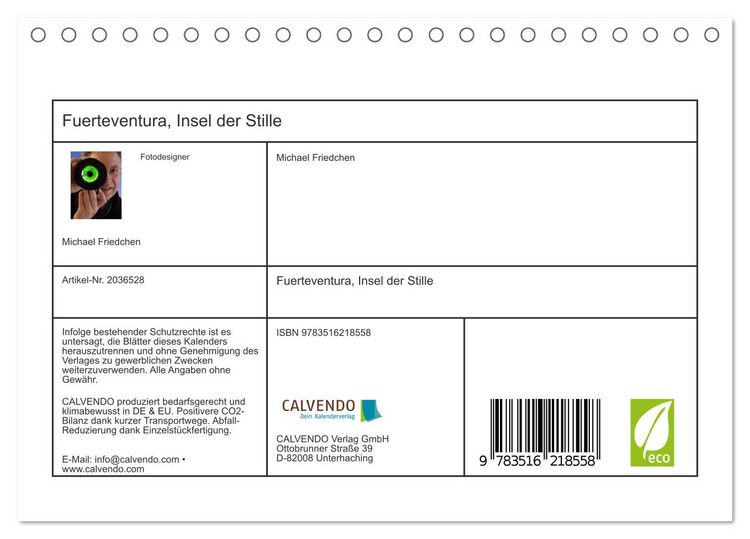 Produktbild: Fuerteventura, Insel der Stille (Tischkalender 2026 DIN A5 quer), CALVENDO Monatskalender