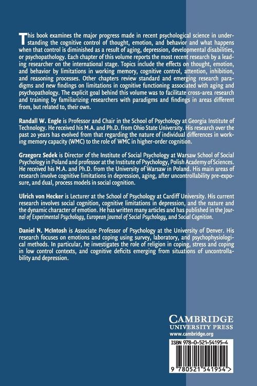 Produktbild: Cognitive Limitations in Aging and Psychopathology