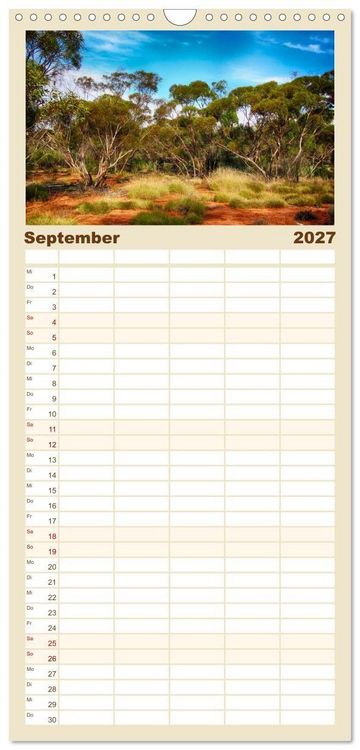 Produktbild: Familienplaner 2027 - Australien &bull; Impressionen mit 5 Spalten (Wandkalender, 21 x 45 cm) CALVENDO
