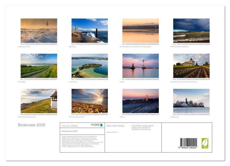 Produktbild: Bodensee 2026 (hochwertiger Premium Wandkalender 2026 DIN A2 quer), Kunstdruck in Hochglanz