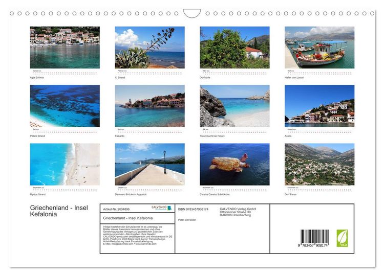 Produktbild: Griechenland - Insel Kefalonia (Wandkalender 2026 DIN A3 quer), CALVENDO Monatskalender