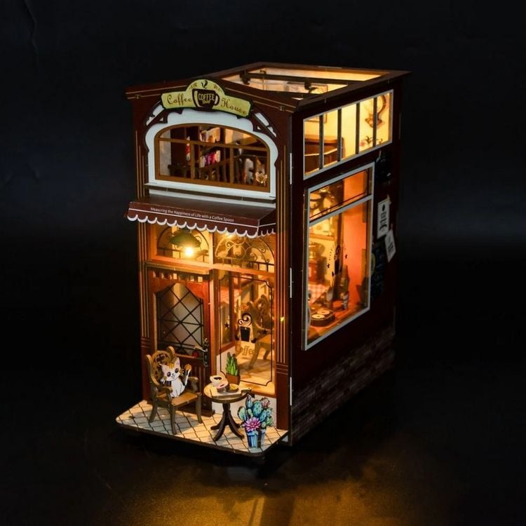 Produktbild: FiguredArt M2411 - DIY Book Nook, Coffee Shop, Kaffeehaus, Puzzle, 62 Teile, Miniatur-Diorama
