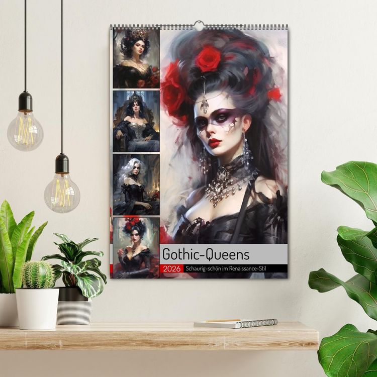 Produktbild: Gothic-Queens. Schaurig-sch&ouml;n im Renaissance-Stil (Wandkalender 2026 DIN A2 hoch), CALVENDO Monatskalender