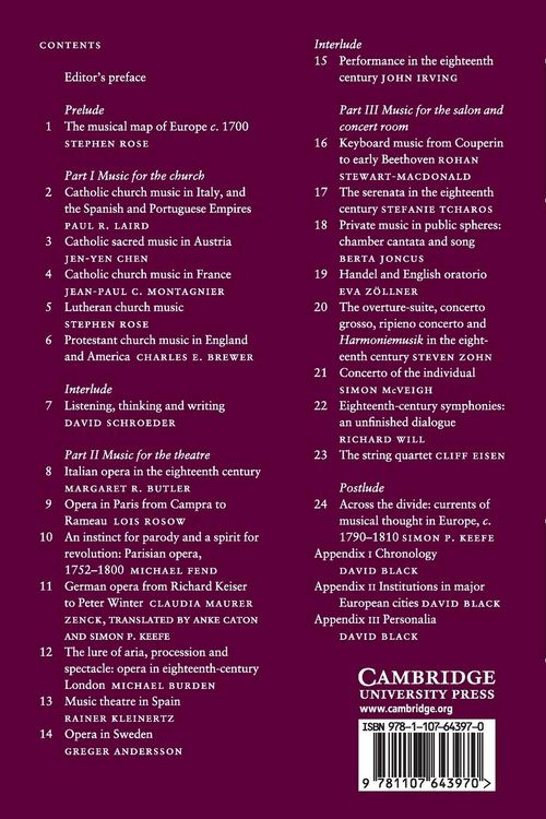 Produktbild: The Cambridge History of Eighteenth-Century Music