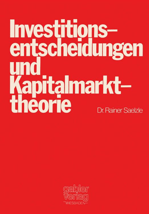 Produktbild: Investitionsentscheidungen und Kapitalmarkttheorie
