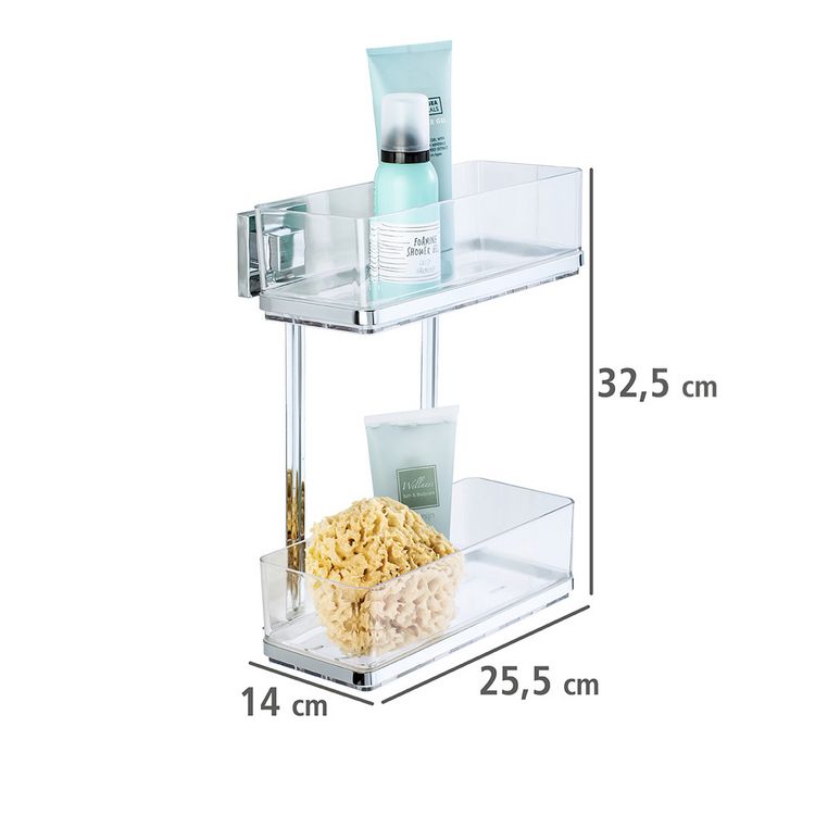 Produktbild: Vacuum-Loc&reg; Wandregal 2 Etagen Mod. Quadro Edelstahl, Befestigen ohne bohren