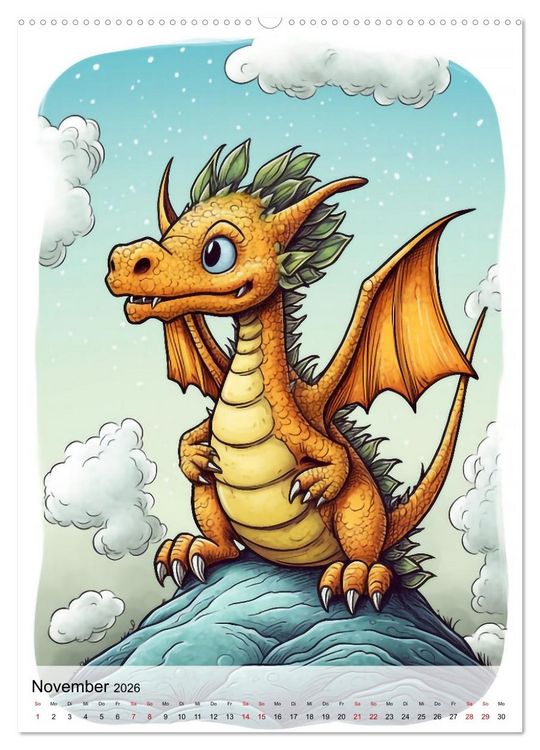 Produktbild: Drachen Kinder (hochwertiger Premium Wandkalender 2026 DIN A2 hoch), Kunstdruck in Hochglanz