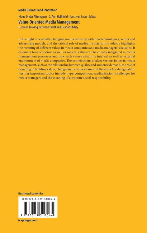 Produktbild: Value-Oriented Media Management