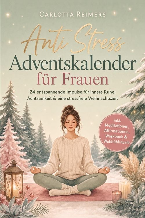 Produktbild: Anti Stress Adventskalender f&uuml;r Frauen: 24 entspannende Impulse f&uuml;r innere Ruhe, Achtsamkeit & eine stressfreie Weihnachtszeit - inkl. Meditationen, Affirmationen, Workbook & Wohlf&uuml;hlrituale