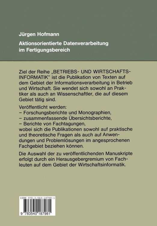 Produktbild: Aktionsorientierte Datenverarbeitung im Fertigungsbereich