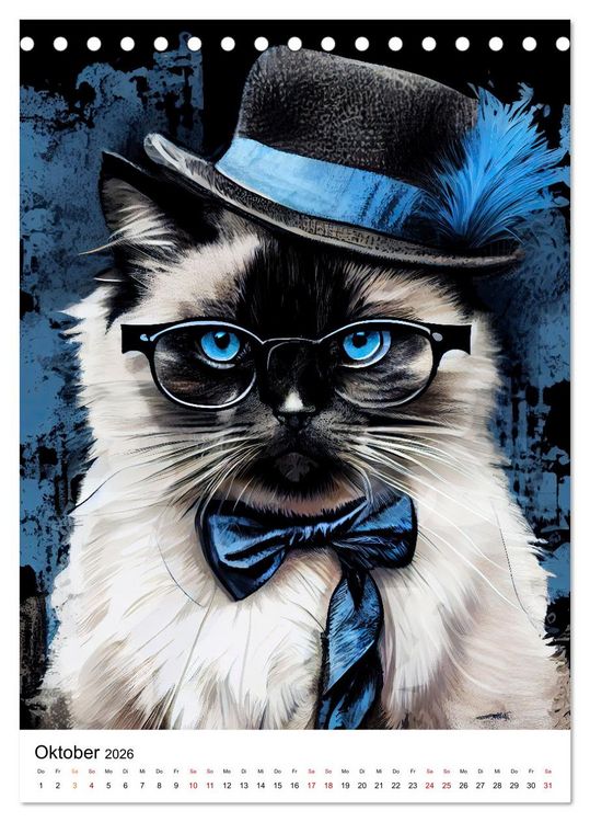 Produktbild: Hipster Katzen (Tischkalender 2026 DIN A5 hoch), CALVENDO Monatskalender